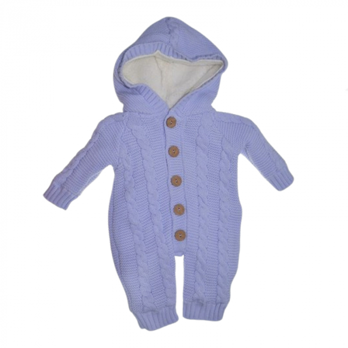 Salopeta din tricot imblanita cu gluga pentru baieti Mini Junior SMJ-206, Albastru [1]