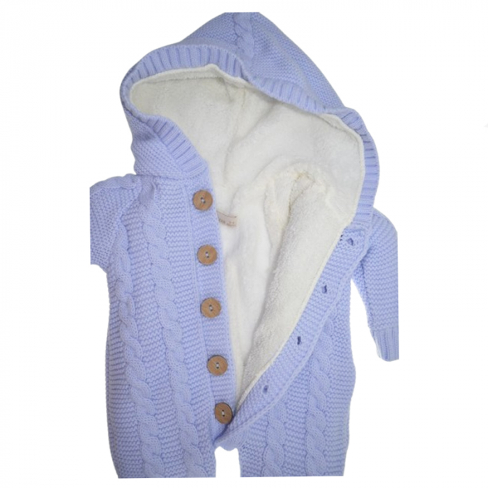 Salopeta din tricot imblanita cu gluga pentru baieti Mini Junior SMJ-206, Albastru [3]