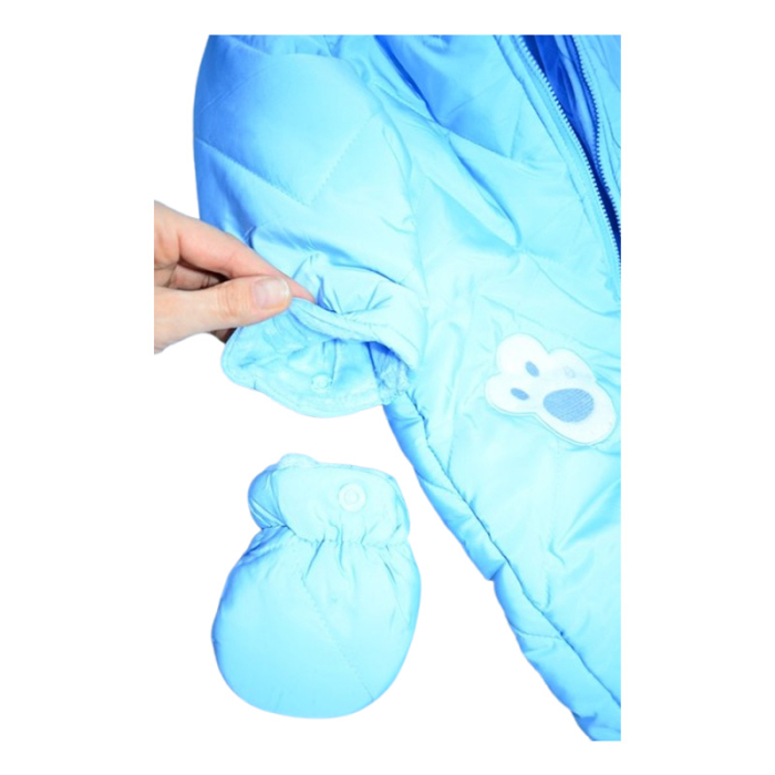 Salopeta imblanita, de iarna, cu botosei si manusi detasabile, pentru baieti, Happy House FOFO-209A-80, Albastru [7]