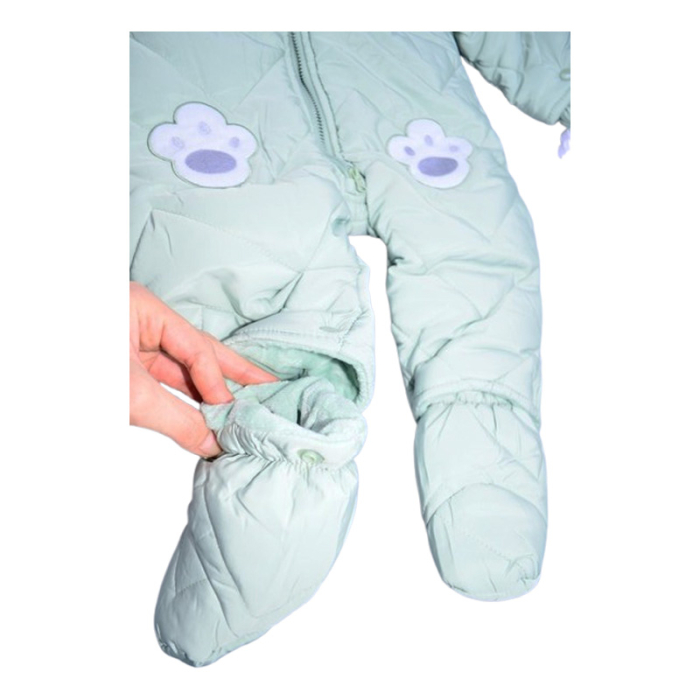 Salopeta imblanita, de iarna, cu botosei si manusi detasabile, pentru copii, Happy House FOFO-209V-80, Verde [5]