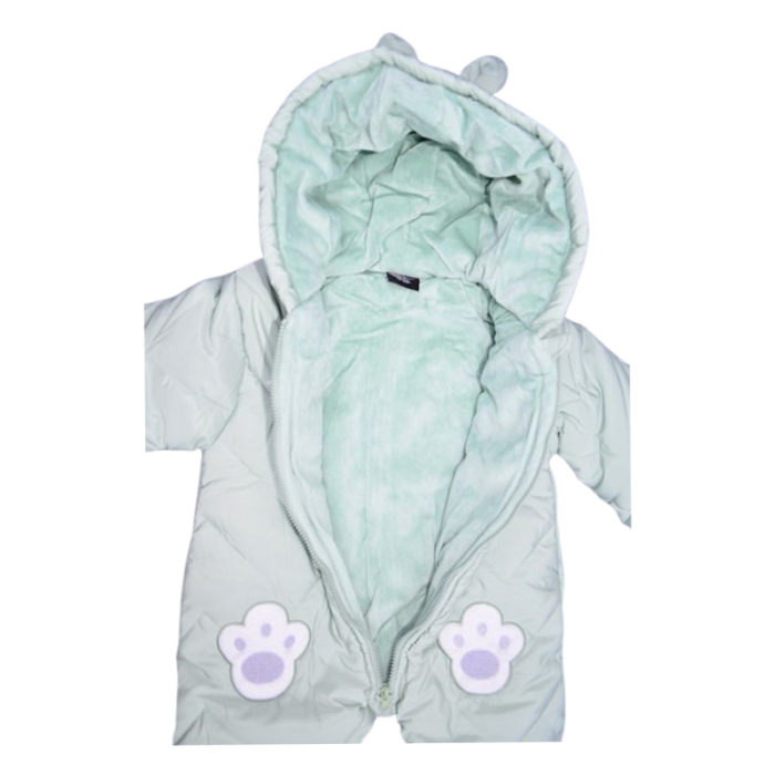 Salopeta imblanita, de iarna, cu botosei si manusi detasabile, pentru copii, Happy House FOFO-209V-80, Verde [3]