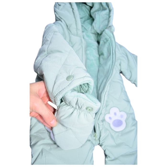 Salopeta imblanita, de iarna, cu botosei si manusi detasabile, pentru copii, Happy House FOFO-209V-80, Verde [4]