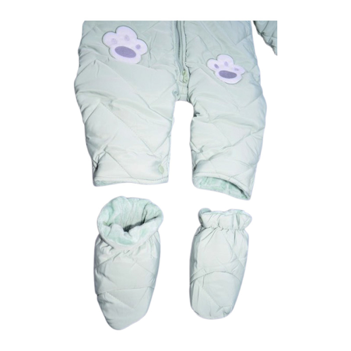 Salopeta imblanita, de iarna, cu botosei si manusi detasabile, pentru copii, Happy House FOFO-209V-80, Verde [6]