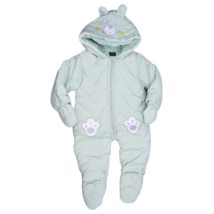 Salopeta imblanita, de iarna, cu botosei si manusi detasabile, pentru copii, Happy House FOFO-209V-80, Verde [1]