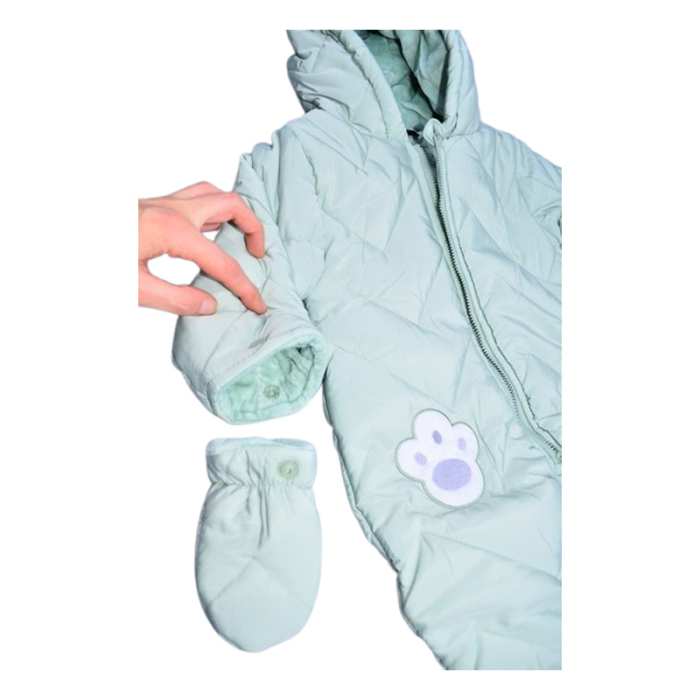 Salopeta imblanita, de iarna, cu botosei si manusi detasabile, pentru copii, Happy House FOFO-209V-80, Verde [7]