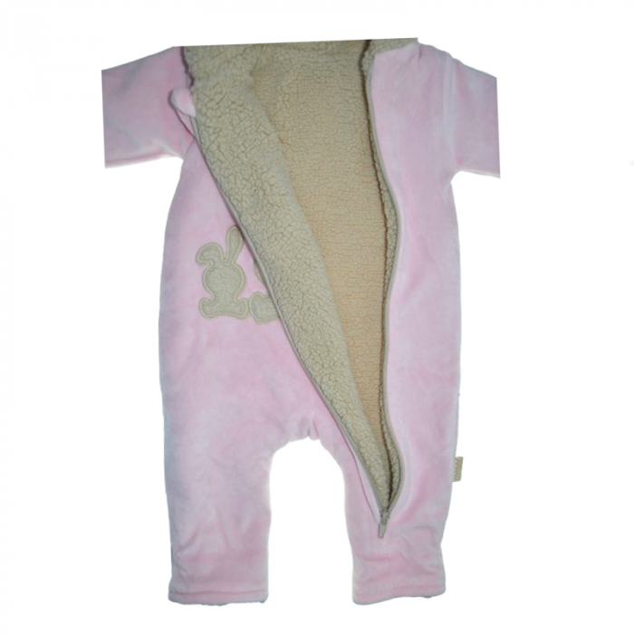 Salopeta pufoasa cu gluga pentru bebelusi Mini Junior SLP-006212R, Roz [3]