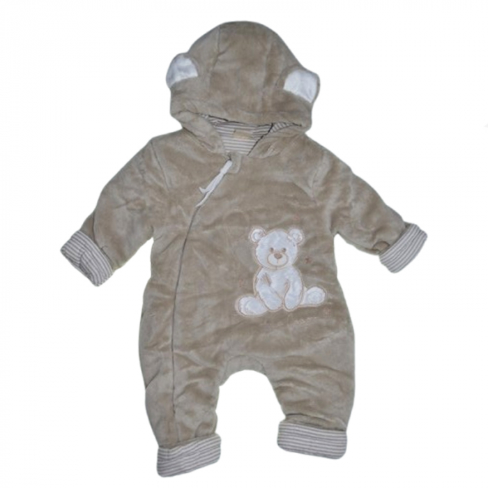 Salopeta pufoasa cu gluga pentru bebelusi Mini Junior SMJ-210, Maro [1]