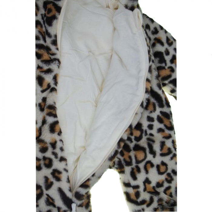 Salopeta pufoasa cu imprimeu animal print pentru bebelusi Mini Junior SLP-AP1, Maro [4]