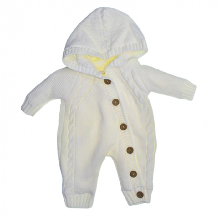 Salopeta pufoasa, cu maneca lunga si gluga, pentru fete, Mini Junior SLP209C, Crem [1]