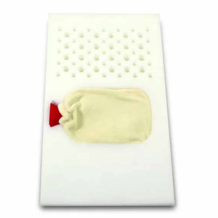 Set 3 piese saltea care calmeaza simptomele colicilor cu o sticla de apa fierbinte si baveta 38 x 26 cm BabyMatex 030199, Alb [8]