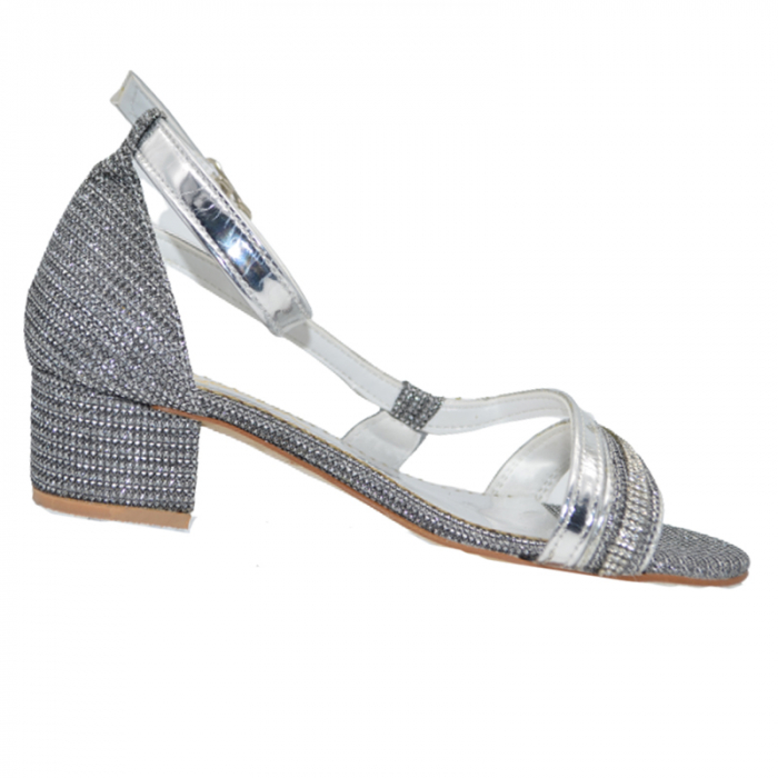 Sandale cu toc pentru fete Mini Junior 270423AR, Argintiu [3]