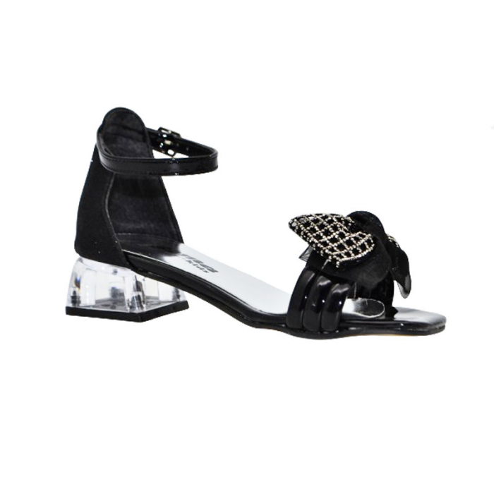 Sandale cu toc pentru fete Mini Junior PTC-MJ4, Negru [2]