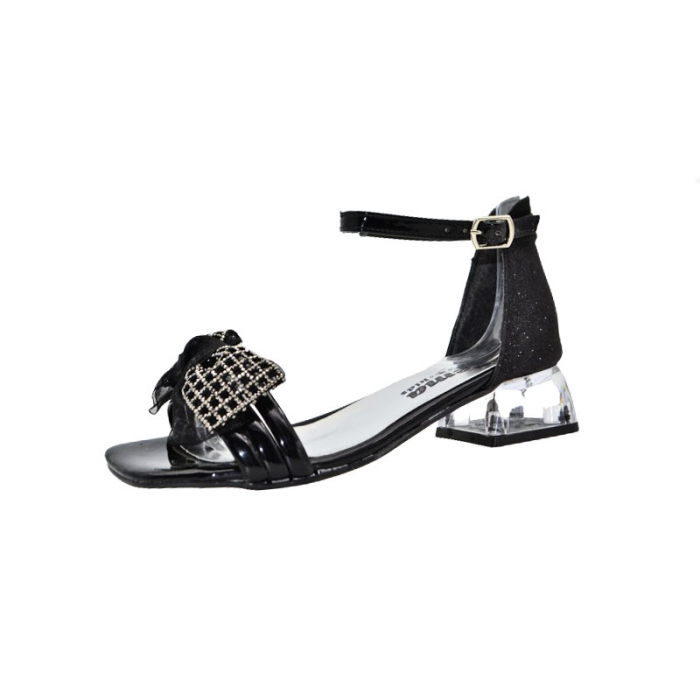 Sandale cu toc pentru fete Mini Junior PTC-MJ4, Negru [1]