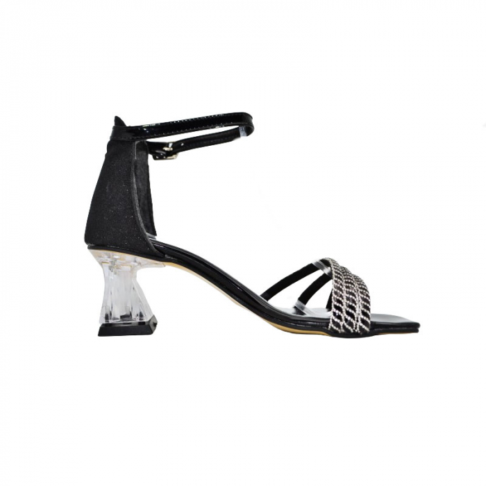 Sandale cu toc pentru fete Mini Junior PTC-MJ8, Negru [2]