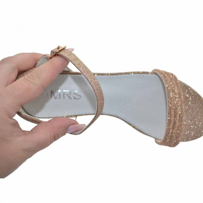 Sandale cu toc pentru fete MRS M1039-AU, Auriu [4]
