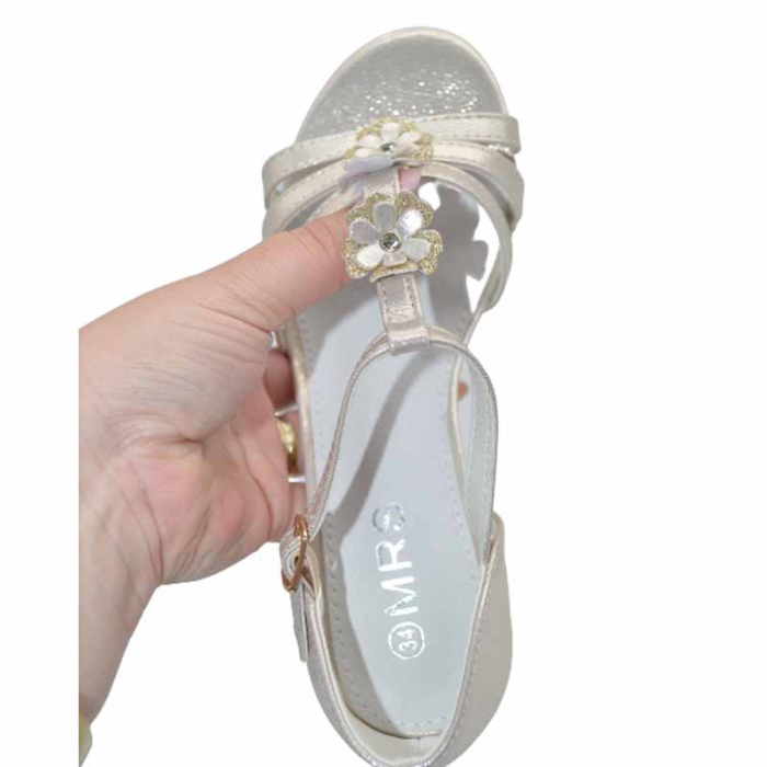 Sandale cu toc pentru fete MRS M1036-AU, Auriu [4]
