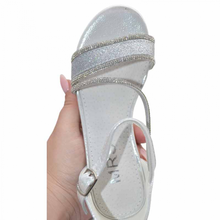 Sandale cu toc pentru fete MRS R1033-A, Argintiu [4]