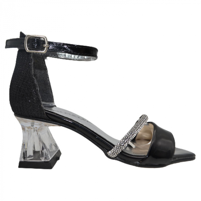 Sandale cu toc transparent pentru fete Mini Junior 210623-4, Negru [2]