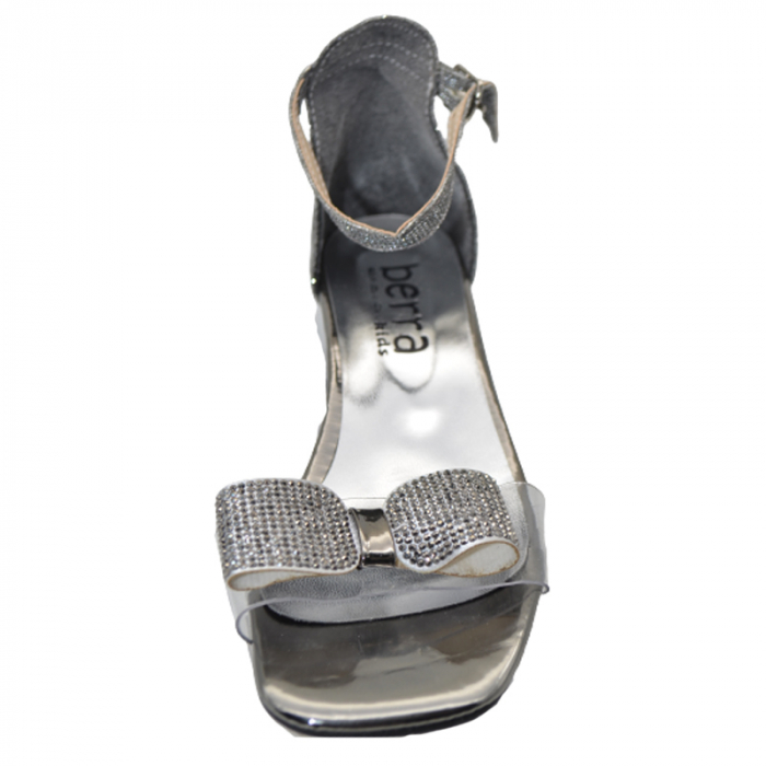 Sandale cu toc transparent pentru fete Mini Junior 260423NN-33, Argintiu [2]