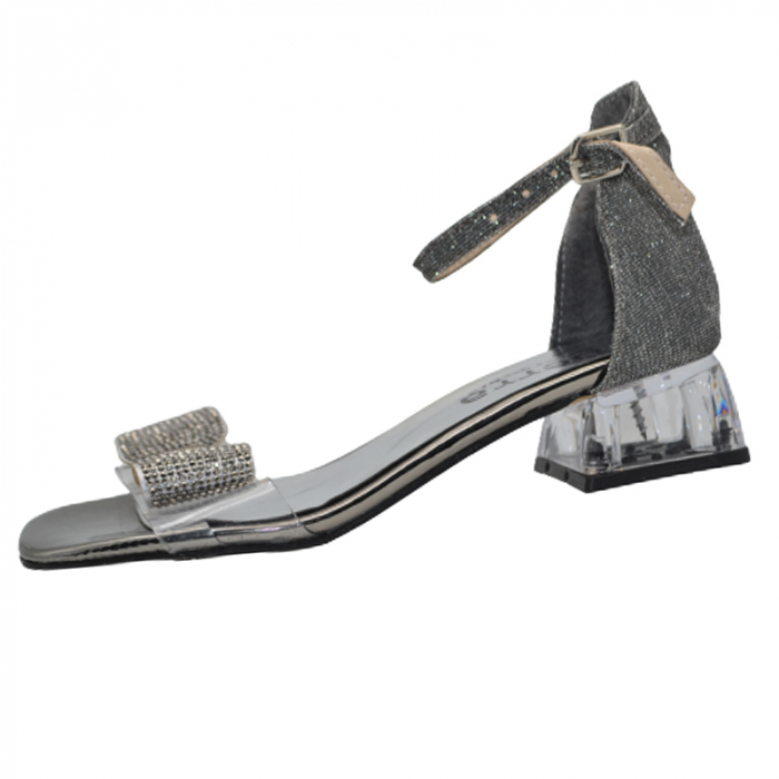 Sandale cu toc transparent pentru fete Mini Junior 260423NN-33, Argintiu [1]