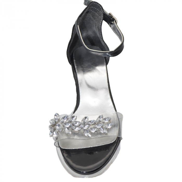 Sandale cu toc transparent pentru fete Mini Junior 270423N, Negru [2]