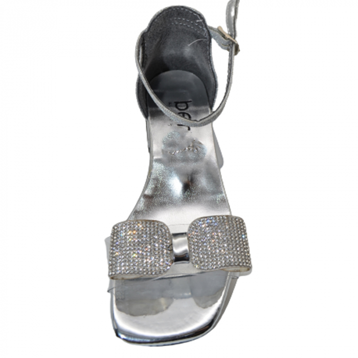Sandale cu toc transparent pentru fete Mini Junior BB8392AR, Argintiu [2]