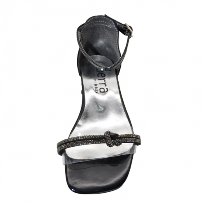 Sandale cu toc transparent pentru fete Mini Junior BB8392N, Negru [2]