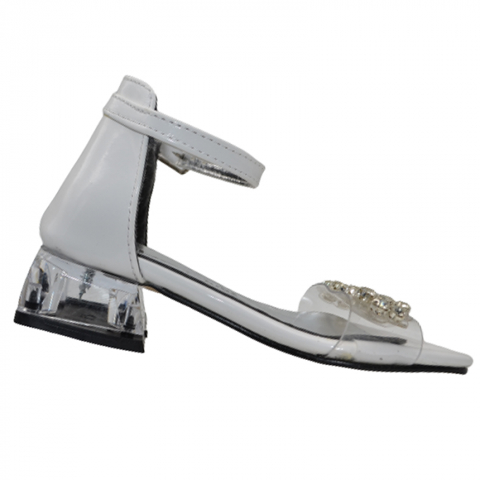 Sandale cu toc transparent pentru fete Mini Junior BBB2901, Alb [3]
