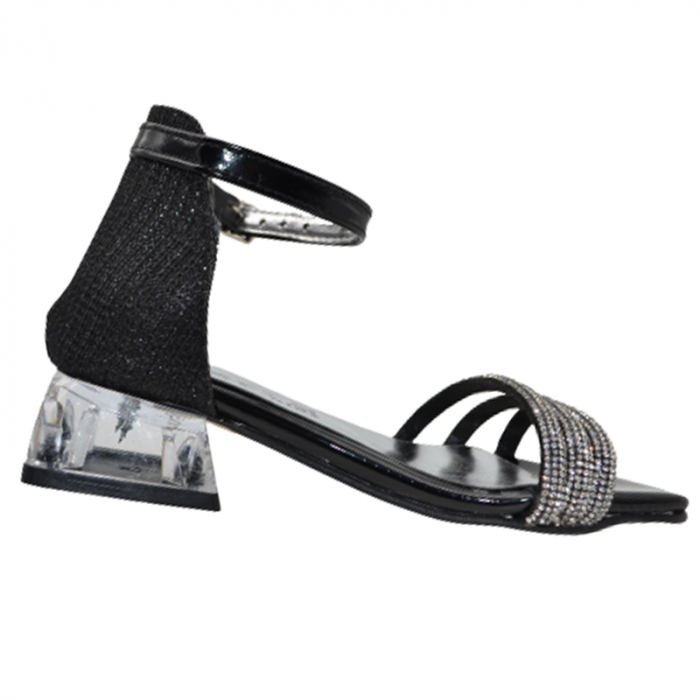 Sandale cu toc transparent pentru fete Mini Junior BBB2901N, Negru [3]