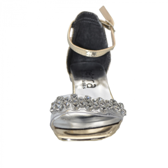 Sandale cu toc transparent pentru fete Mini Junior 260423A, Auriu [2]