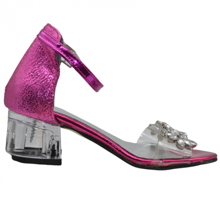 Sandale cu toc transparent pentru fete Mini Junior 2704231F, Fucsia [3]