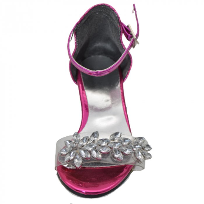 Sandale cu toc transparent pentru fete Mini Junior 2704231F, Fucsia [2]