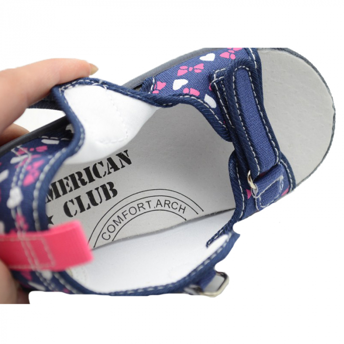 Sandale din panza pentru fete American Club TEN19/20-30, Bleumarin [4]