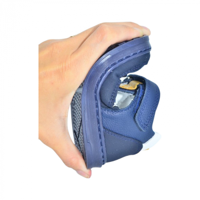Sandale ortopedice din piele, cu talpa flexibila, pentru baieti Small Foot, SB1908A4, Albastru inchis [5]