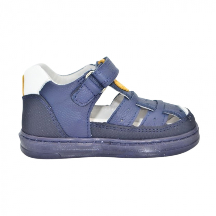 Sandale ortopedice din piele, cu talpa flexibila, pentru baieti Small Foot, SB1908A4, Albastru inchis [3]