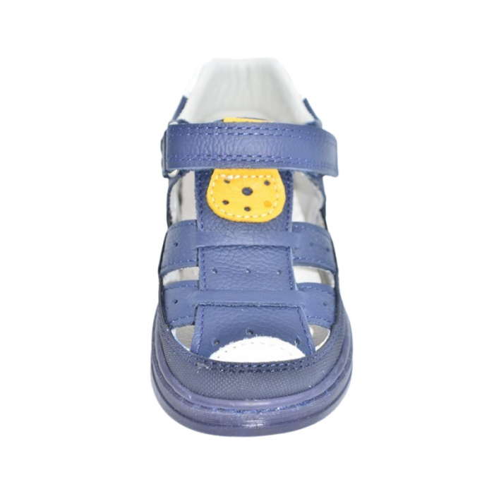 Sandale ortopedice din piele, cu talpa flexibila, pentru baieti Small Foot, SB1908A4, Albastru inchis [2]