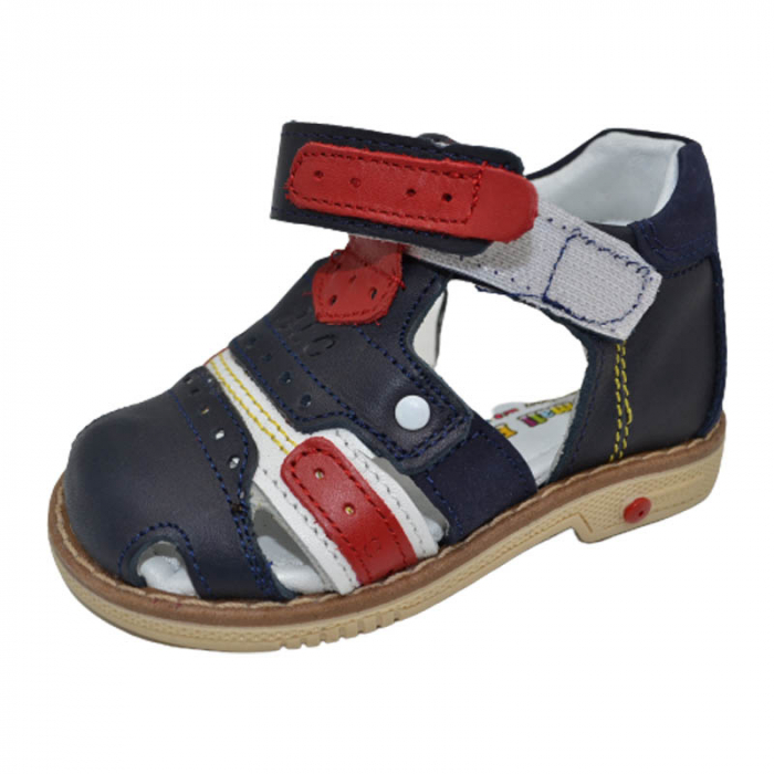 Sandale ortopedice din piele pentru baieti Small Foot SSMF2606BL, Bleumarin [3]