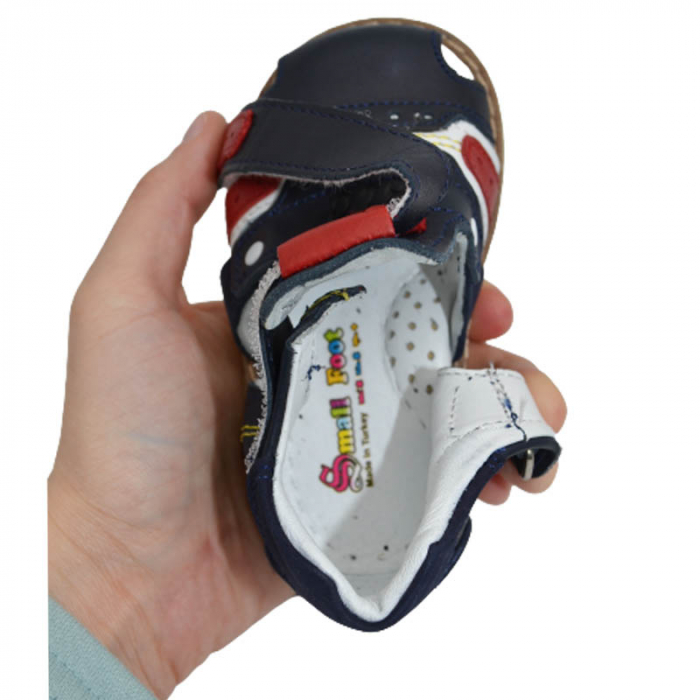 Sandale ortopedice din piele pentru baieti Small Foot SSMF2606BL, Bleumarin [4]