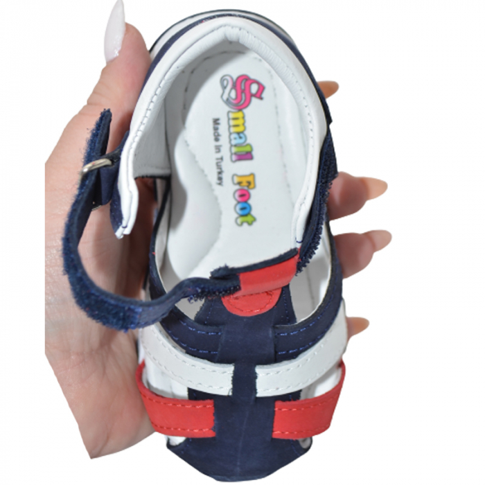 Sandale ortopedice din piele pentru baieti Small Foot SSMF2606B, Bleumarin [5]