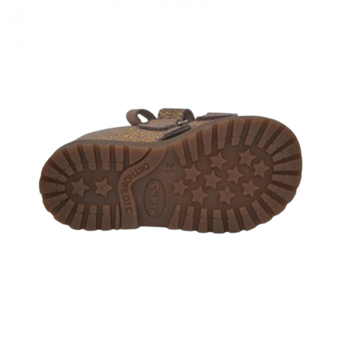 Sandale profilactice, din piele naturala, pentru fete, Mrugala 1110-49, Auriu [3]
