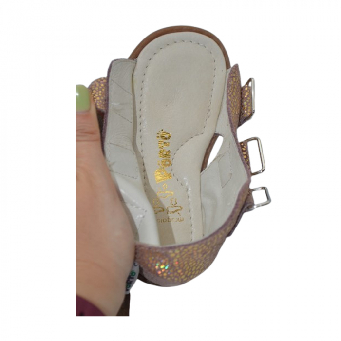 Sandale profilactice, din piele naturala, pentru fete, Mrugala 1110-49, Auriu [5]