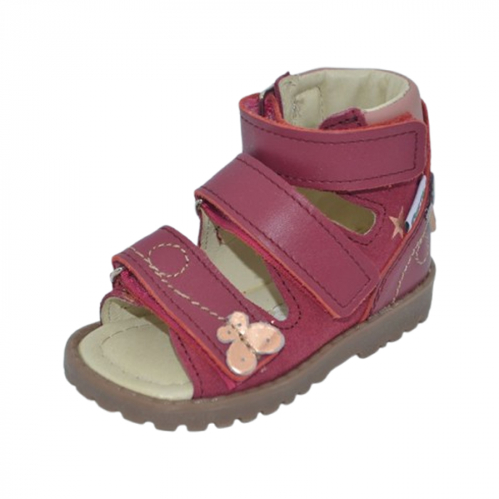 Sandale profilactice, din piele naturala, pentru fete, Mrugala 1199-40, Fucsia [1]