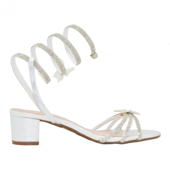 Sandale tip gladiator cu toc pentru fete MRS M1056, Alb [2]