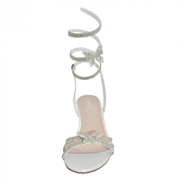 Sandale tip gladiator cu toc pentru fete MRS M1056, Alb [3]