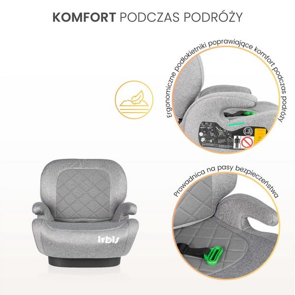 Scaun auto inaltator, pentru copii cu inaltimea 125-150 cm, Caretero Irbis 322388, Gri [8]