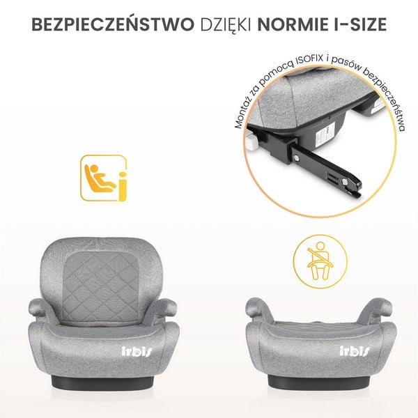 Scaun auto inaltator, pentru copii cu inaltimea 125-150 cm, Caretero Irbis 322388, Gri [7]