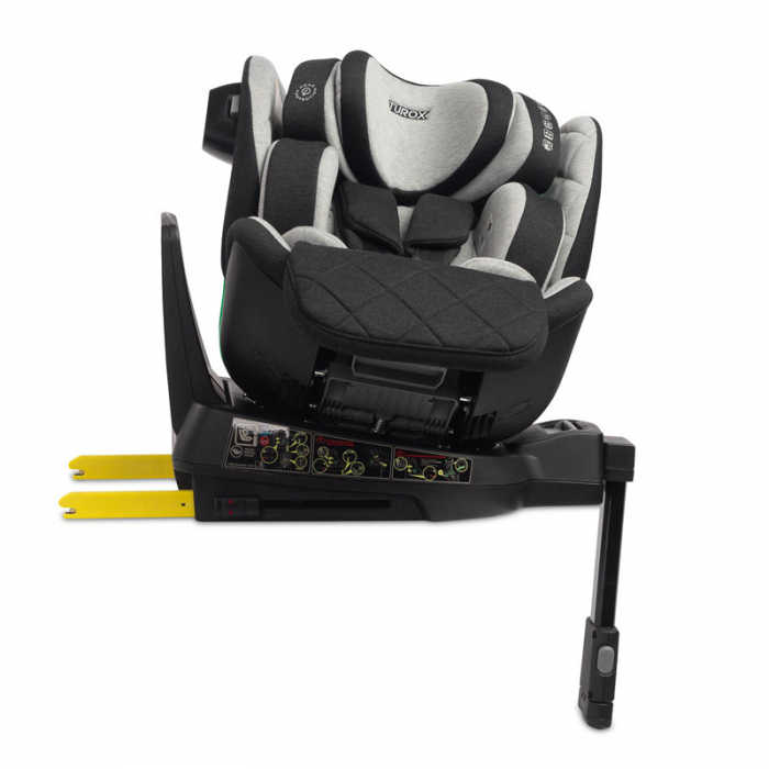 Scaun auto rotativ cu sistem isofix 40-150 cm, 0 luni+, Caretero Turox I-SIZE 030184-G, Gri [10]