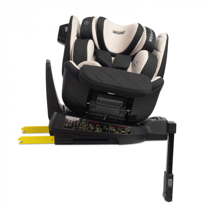 Scaun auto rotativ cu sistem isofix 40-150 cm, 0 luni+, Caretero Turox I-SIZE 030184-B, Bej [9]