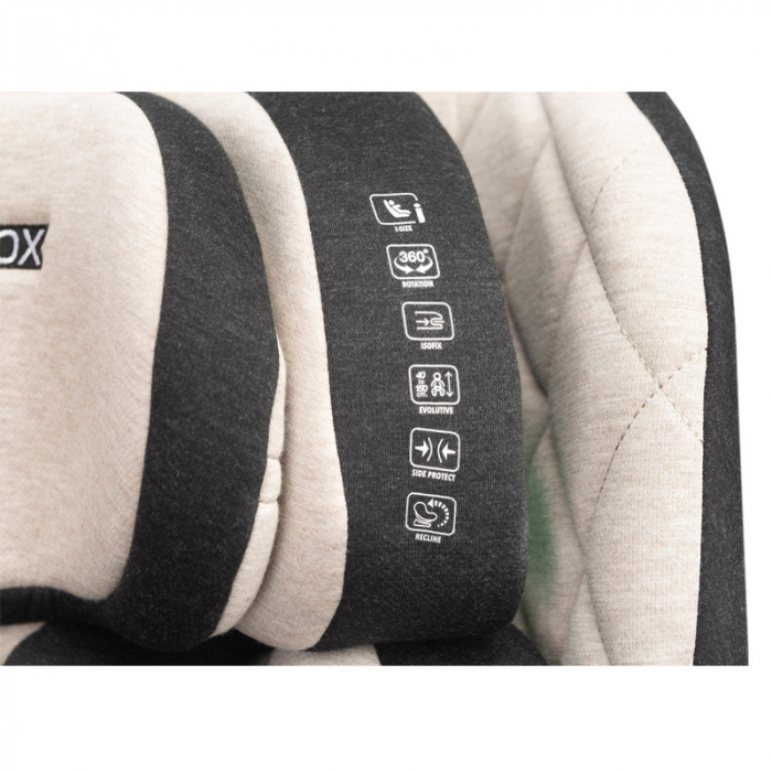 Scaun auto rotativ cu sistem isofix 40-150 cm, 0 luni+, Caretero Turox I-SIZE 030184-B, Bej [11]