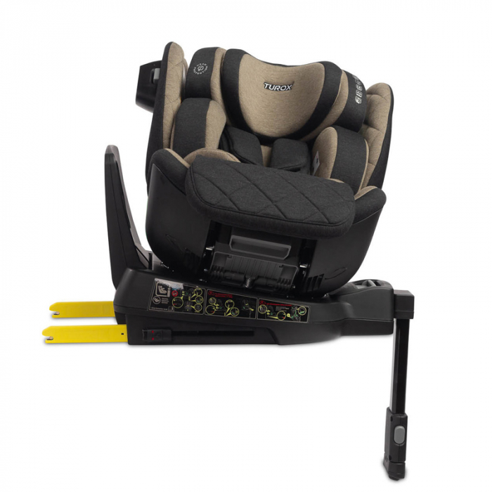 Scaun auto rotativ cu sistem isofix 40-150 cm, 0 luni+, Caretero Turox I-SIZE 030184, Kaki [5]